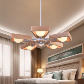 5 Light Wood Single Tier Modern/ Contemporary Chandelier