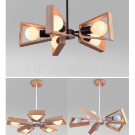 5 Light Wood Single Tier Modern/ Contemporary Chandelier
