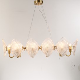 Fine Brass 10 Light Chandelier with Glass Shades