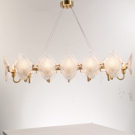 Fine Brass 12 Light Chandelier with Glass Shades