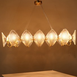 Fine Brass 12 Light Chandelier with Glass Shades