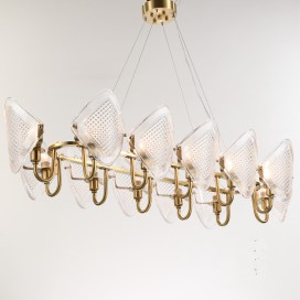 Fine Brass 12 Light Chandelier with Glass Shades