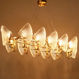 Fine Brass 12 Light Chandelier with Glass Shades