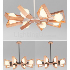 8 Light Wood Single Tier Modern/ Contemporary Chandelier