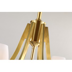 Fine Brass 6 Light Chandelier with Glass Shades