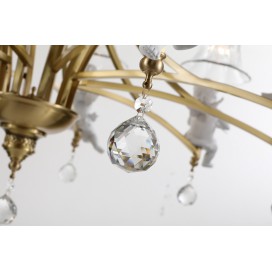 Fine Brass 3 Light Crystal Chandelier with Glass Shades