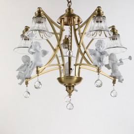 Fine Brass 5 Light Crystal Chandelier