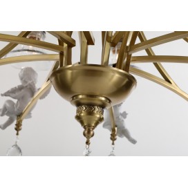 Fine Brass 8 Light Crystal Chandelier with Glass Shades