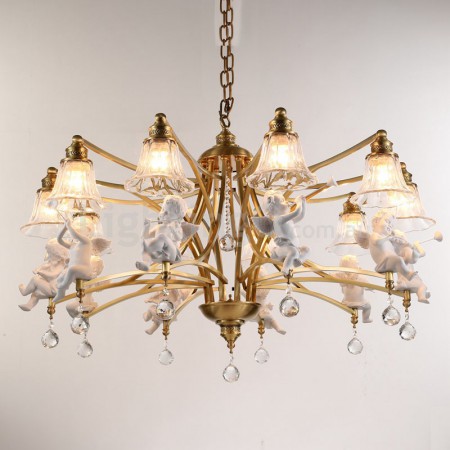 Fine Brass 10 Light Crystal Chandelier