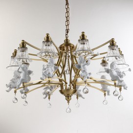 Fine Brass 10 Light Crystal Chandelier