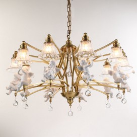 Fine Brass 10 Light Crystal Chandelier