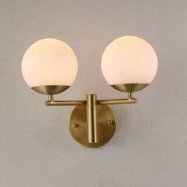 Fine Brass 2 Light Wall Sconce with Glass Shades