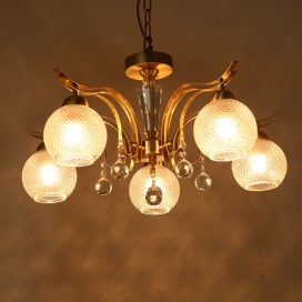 Fine Brass 5 Light Crystal Chandelier