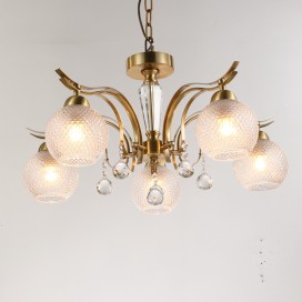 Fine Brass 5 Light Crystal Chandelier