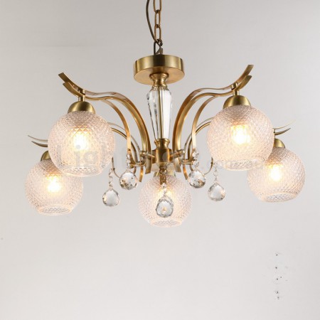 Fine Brass 5 Light Crystal Chandelier