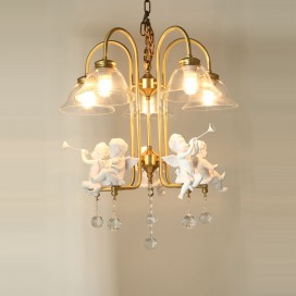 Fine Brass 5 Light Crystal Chandelier