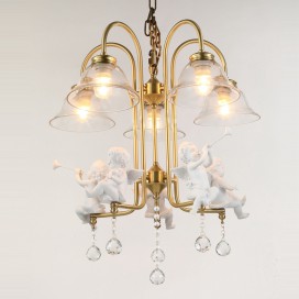 Fine Brass 5 Light Crystal Chandelier