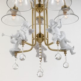 Fine Brass 5 Light Crystal Chandelier