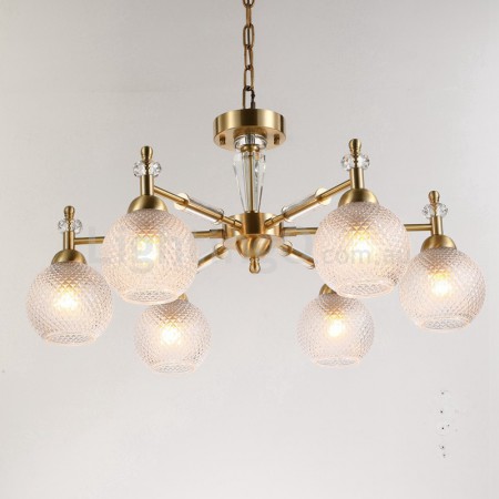 Fine Brass 6 Light Crystal Chandelier