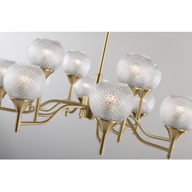 Fine Brass 12 Light Chandelier with Ball Glass Shades