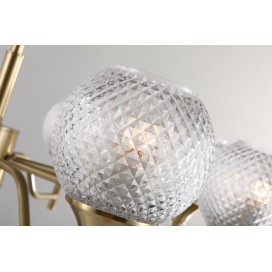 Fine Brass 12 Light Chandelier with Ball Glass Shades