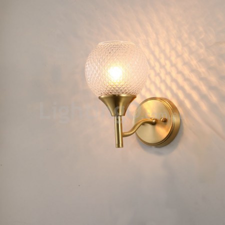 Fine Brass 1 Light Wall Sconce with Ball Glass Shades