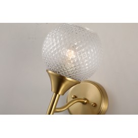 Fine Brass 1 Light Wall Sconce with Ball Glass Shades