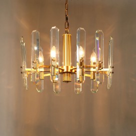 Fine Brass 6 Light Crystal Chandelier