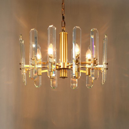 Fine Brass 6 Light Crystal Chandelier