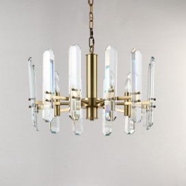 Fine Brass 6 Light Crystal Chandelier