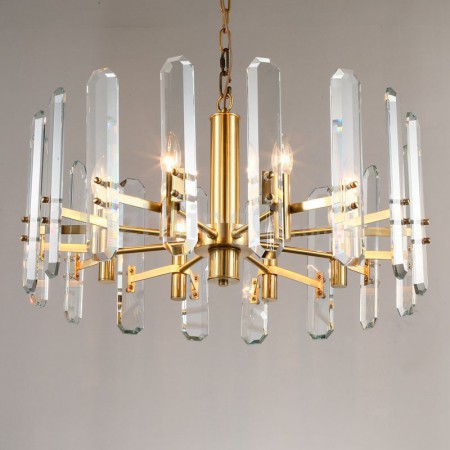 Fine Brass 8 Light Crystal Chandelier