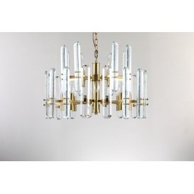 Fine Brass 12 (8+4) Light Two Tiers Crystal Chandelier