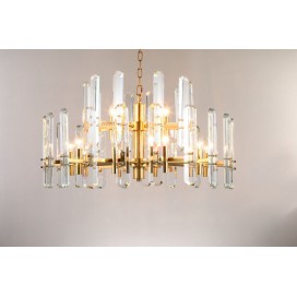 Fine Brass 15 (10+5) Light Two Tiers Crystal Chandelier