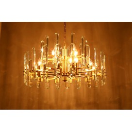 Fine Brass 15 (10+5) Light Two Tiers Crystal Chandelier