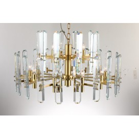 Fine Brass 15 (10+5) Light Two Tiers Crystal Chandelier