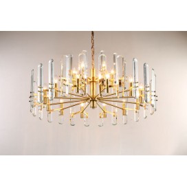 Fine Brass 18 (12+6) Light Crystal Two Tiers Chandelier