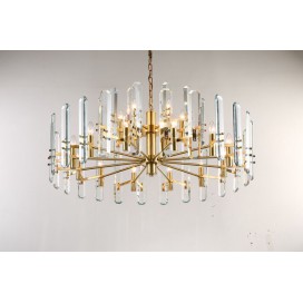 Fine Brass 18 (12+6) Light Crystal Two Tiers Chandelier