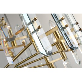 Fine Brass 18 (12+6) Light Crystal Two Tiers Chandelier