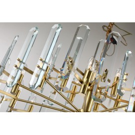 Fine Brass 18 (12+6) Light Crystal Two Tiers Chandelier