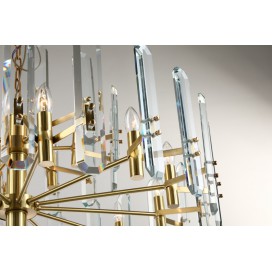 Fine Brass 18 (12+6) Light Crystal Two Tiers Chandelier