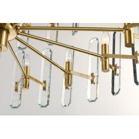 Fine Brass 18 (12+6) Light Crystal Two Tiers Chandelier