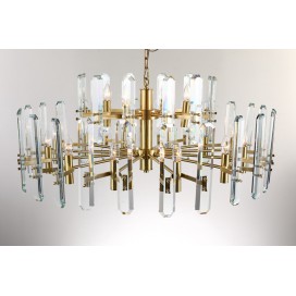 Fine Brass 18 (12+6) Light Crystal Two Tiers Chandelier