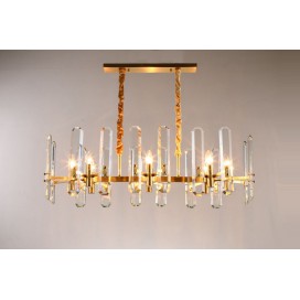 Long Fine Brass 8 Light Crystal Chandelier