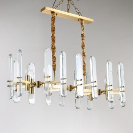 Long Fine Brass 8 Light Crystal Chandelier