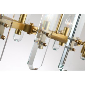 Long Fine Brass 8 Light Crystal Chandelier