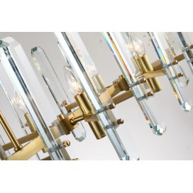 Long Fine Brass 8 Light Crystal Chandelier