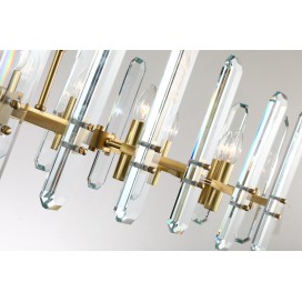 Long Fine Brass 8 Light Crystal Chandelier