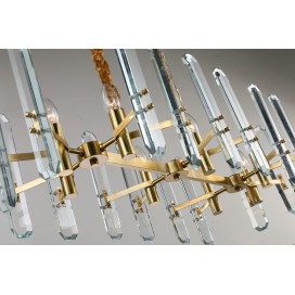 Long Fine Brass 8 Light Crystal Chandelier