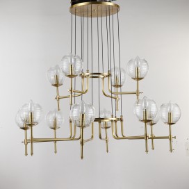 Fine Brass 12 (8+4) Light Two Tiers Chandelier