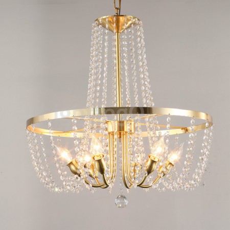 Fine Brass 6 Light Crystal Chandelier